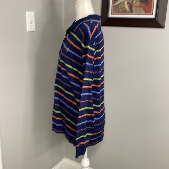 Payne Stewart Polo Shirt Mens Medium Blue Green Stripes Golf Legacy Mercerized - Picture 3 of 5
